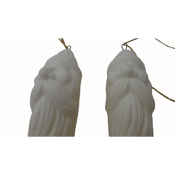 Santa Claus Icicle Christmas Ornaments Ceramic White Set of 2 - Picture 3 of 6